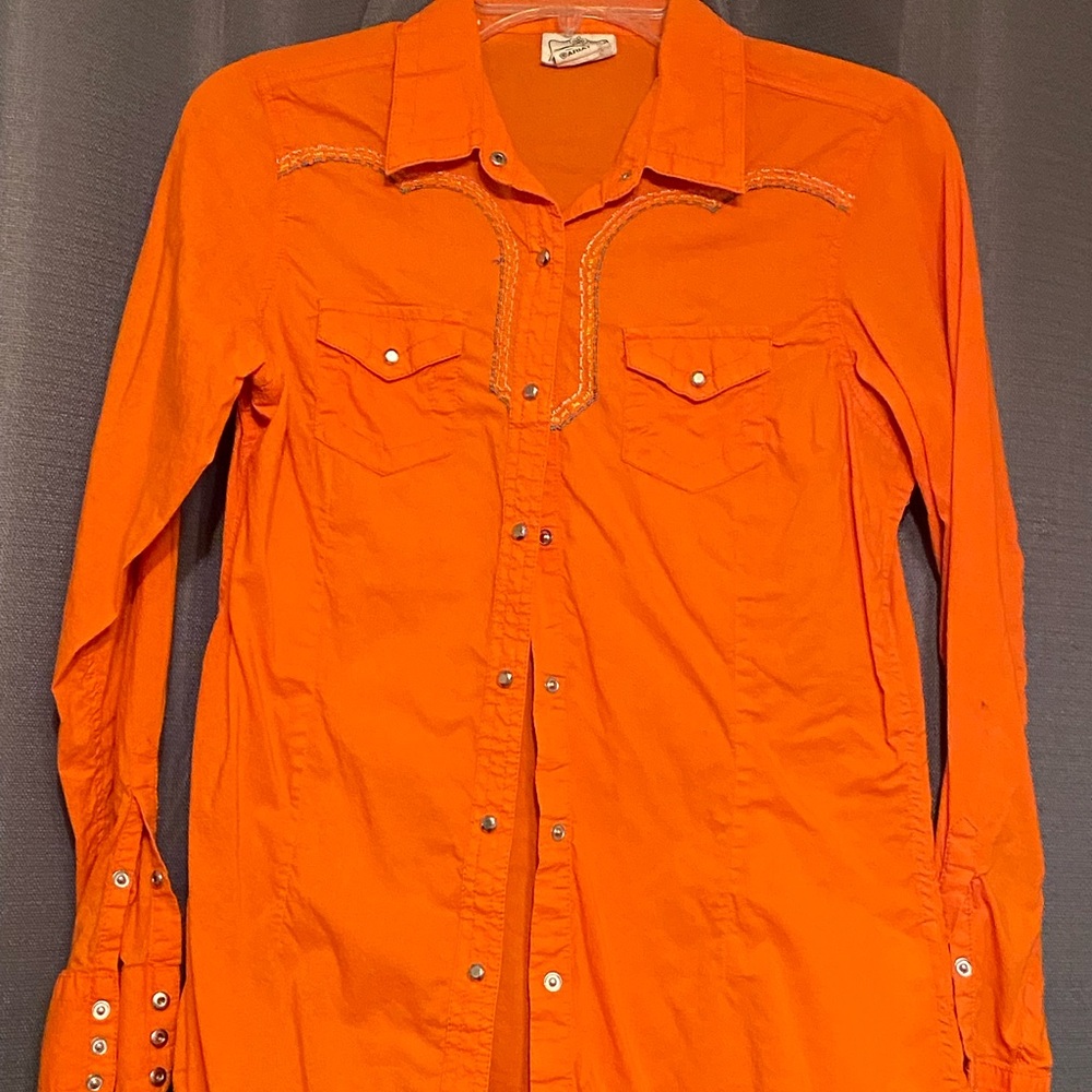 Ariat Orange Button Down Shirt